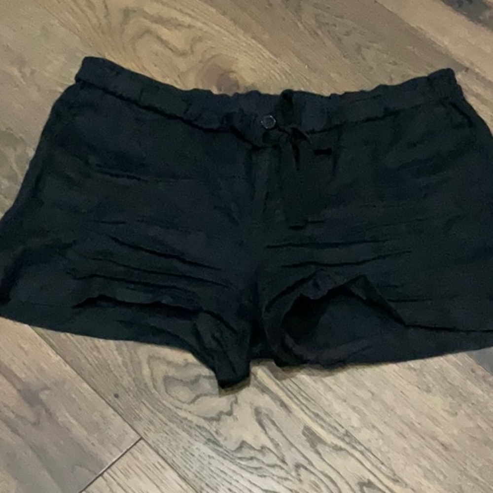 Black Women's Linen Blend Drawstring Shorts